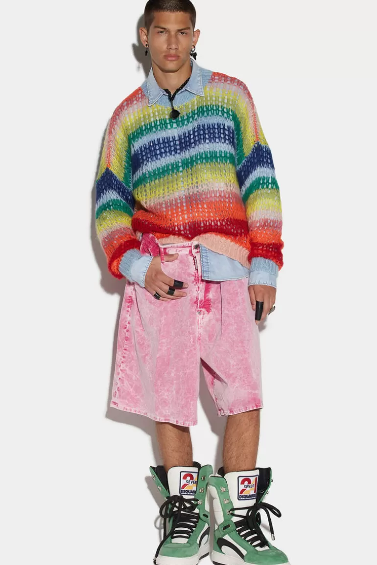 Homme Dsquared2 Shorts*Acid Cord Wash Surfer Denim Shorts
