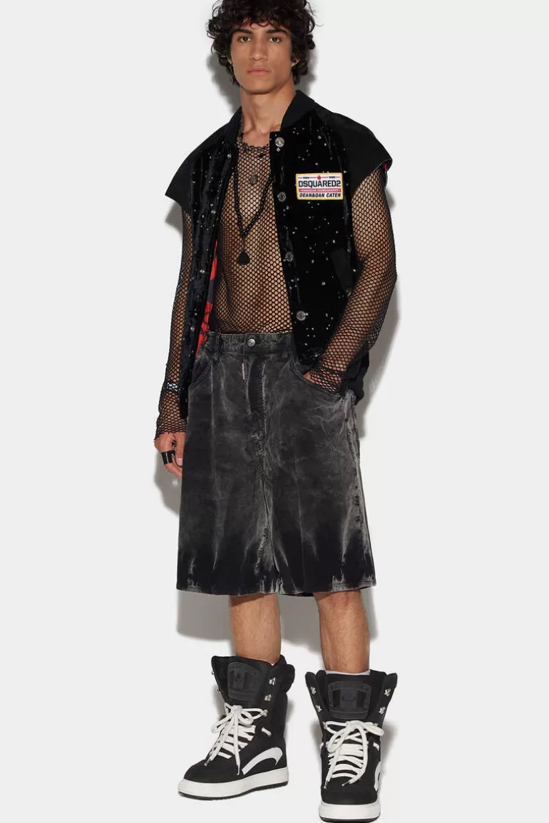 Homme Dsquared2 Shorts*Acid Cord Wash Surfer Denim Shorts