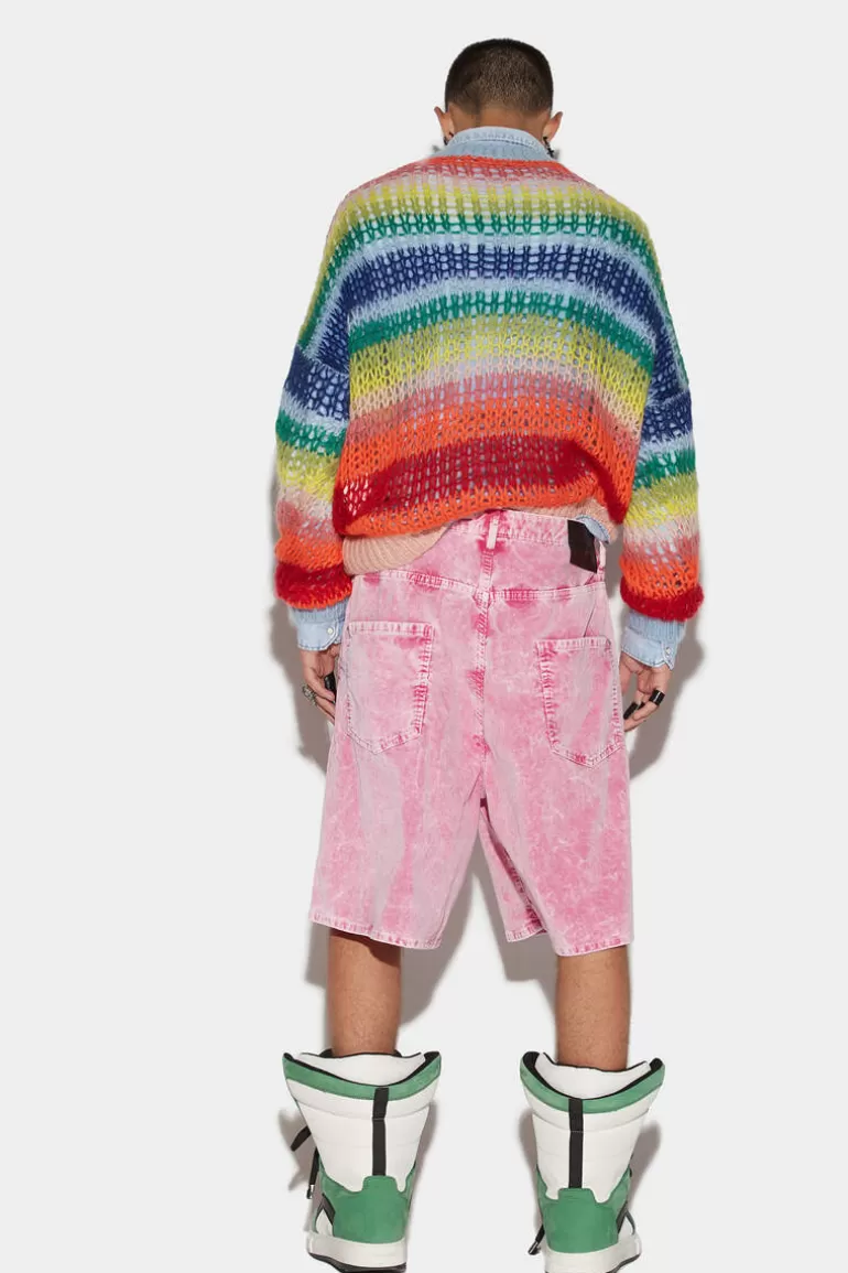 Homme Dsquared2 Shorts*Acid Cord Wash Surfer Denim Shorts