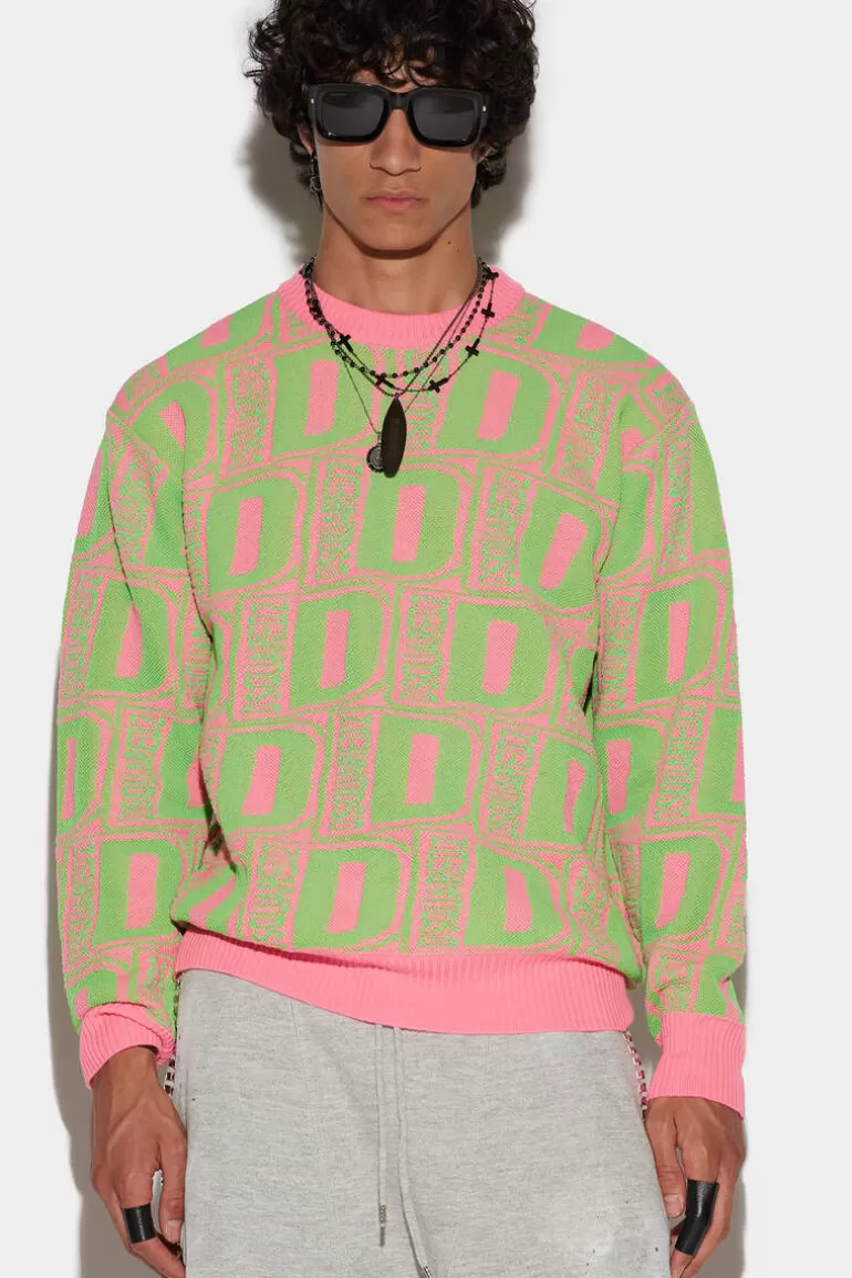 Homme Dsquared2 Tricots*Allover D2 Neon Knit