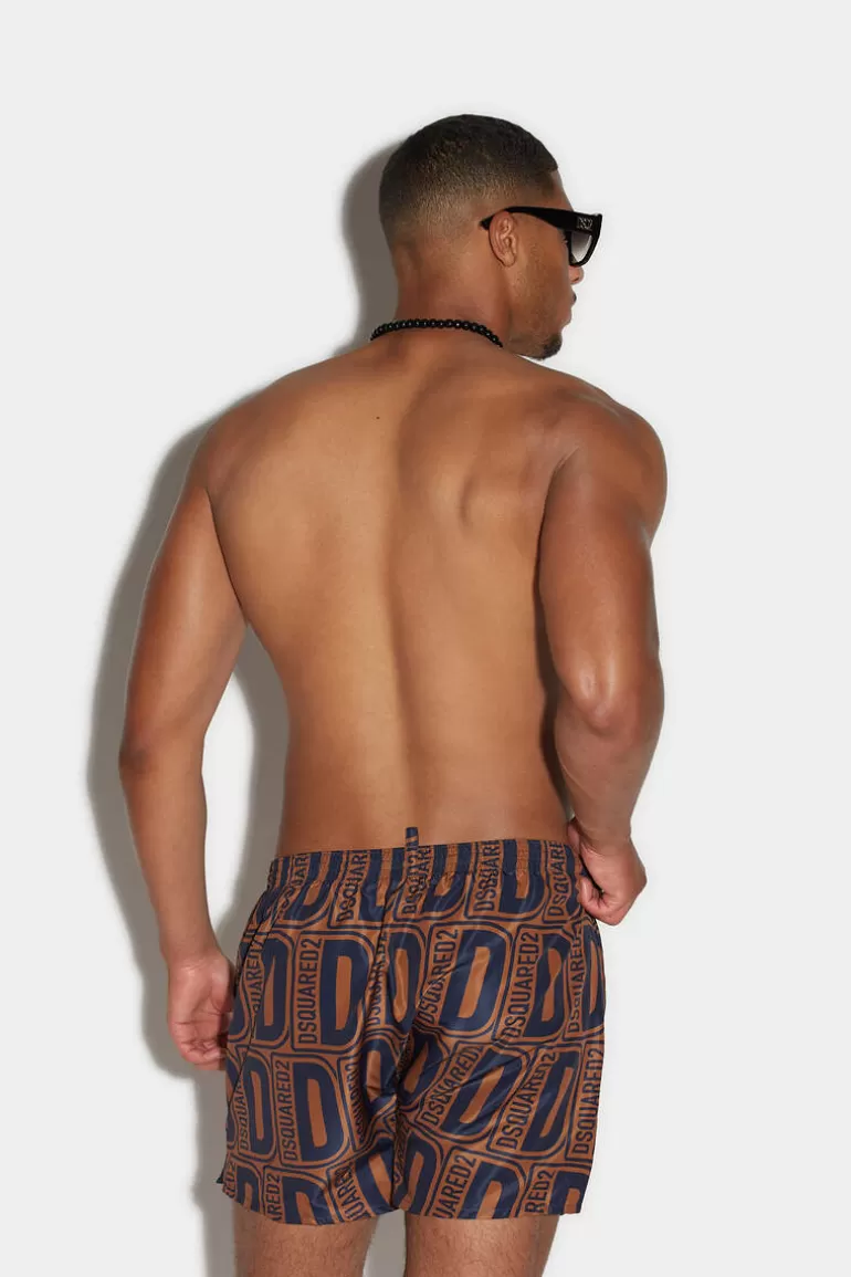 Homme Dsquared2 Mode Plage*Allover Monogram Boxer Midi