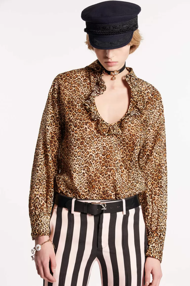 Femme Dsquared2 Tops Et T-Shirts*Animal Print Long Sleeve Fluid Top