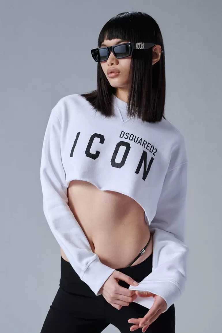 Femme Dsquared2 Sweatshirts*Be Icon Cool Cropped Sweater