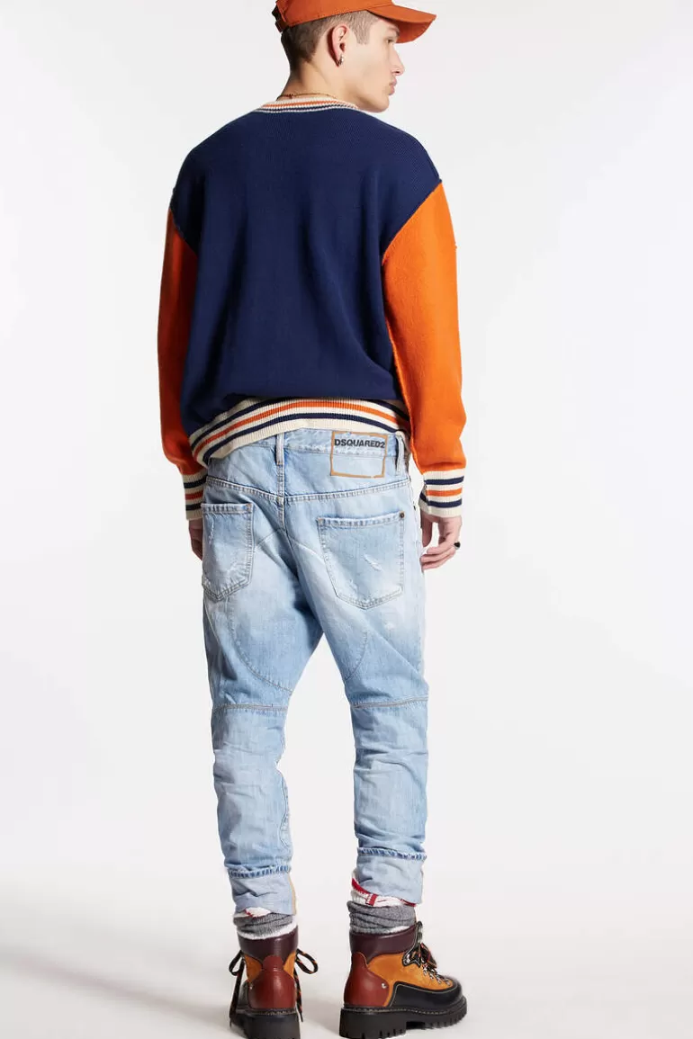 Homme Dsquared2 Jeans*Beverly Hills Light Wash Tailored Combat Jeans