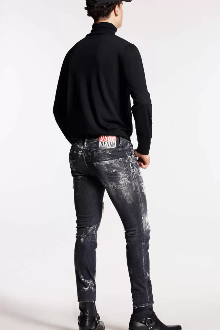 Homme Dsquared2 Jeans*Black Destroyed Wash Skater Jeans