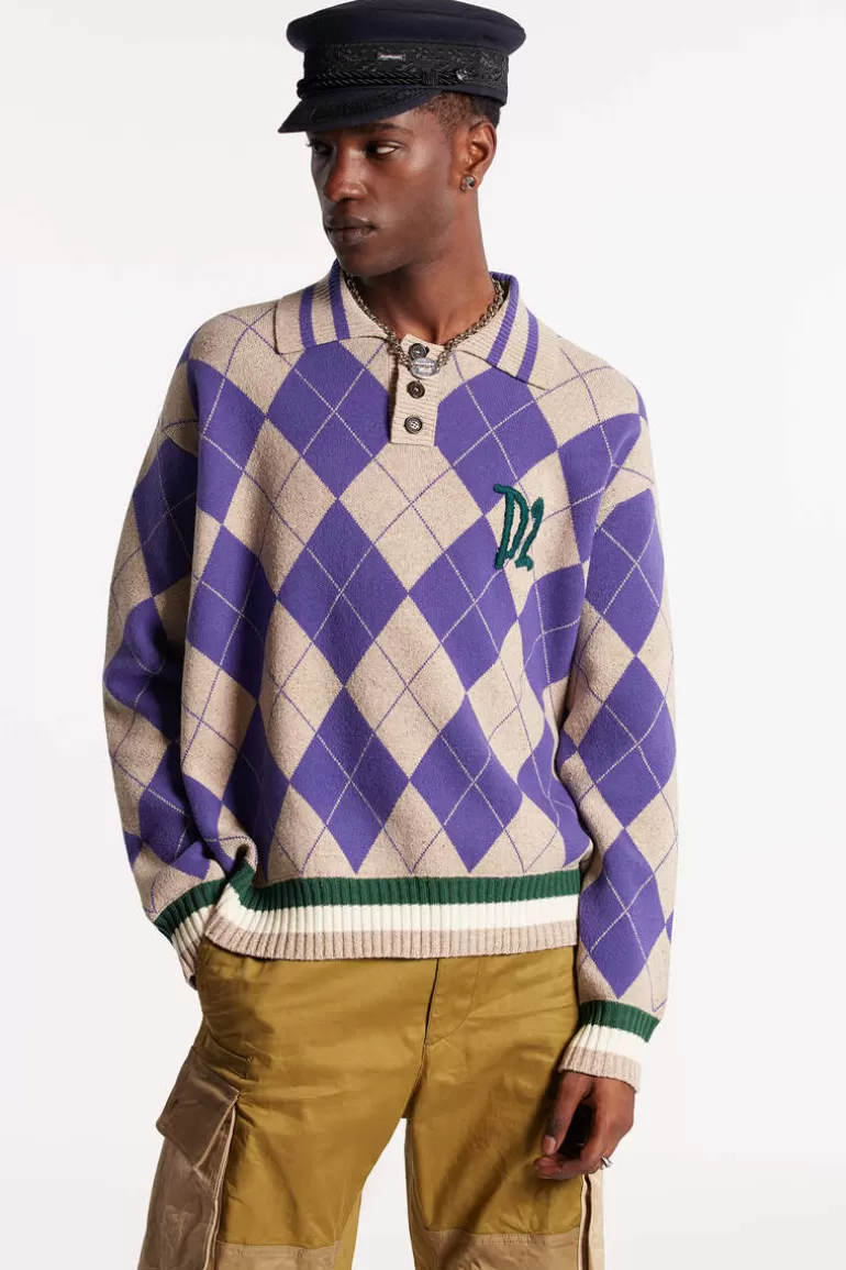 Homme Dsquared2 Tricots*D2 Argyle Polo Knit