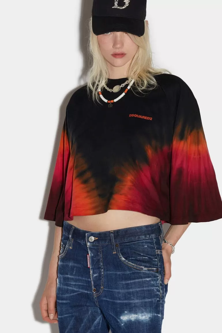 Femme Dsquared2 Tops Et T-Shirts*D2 Flame Crop Boxy T-Shirt