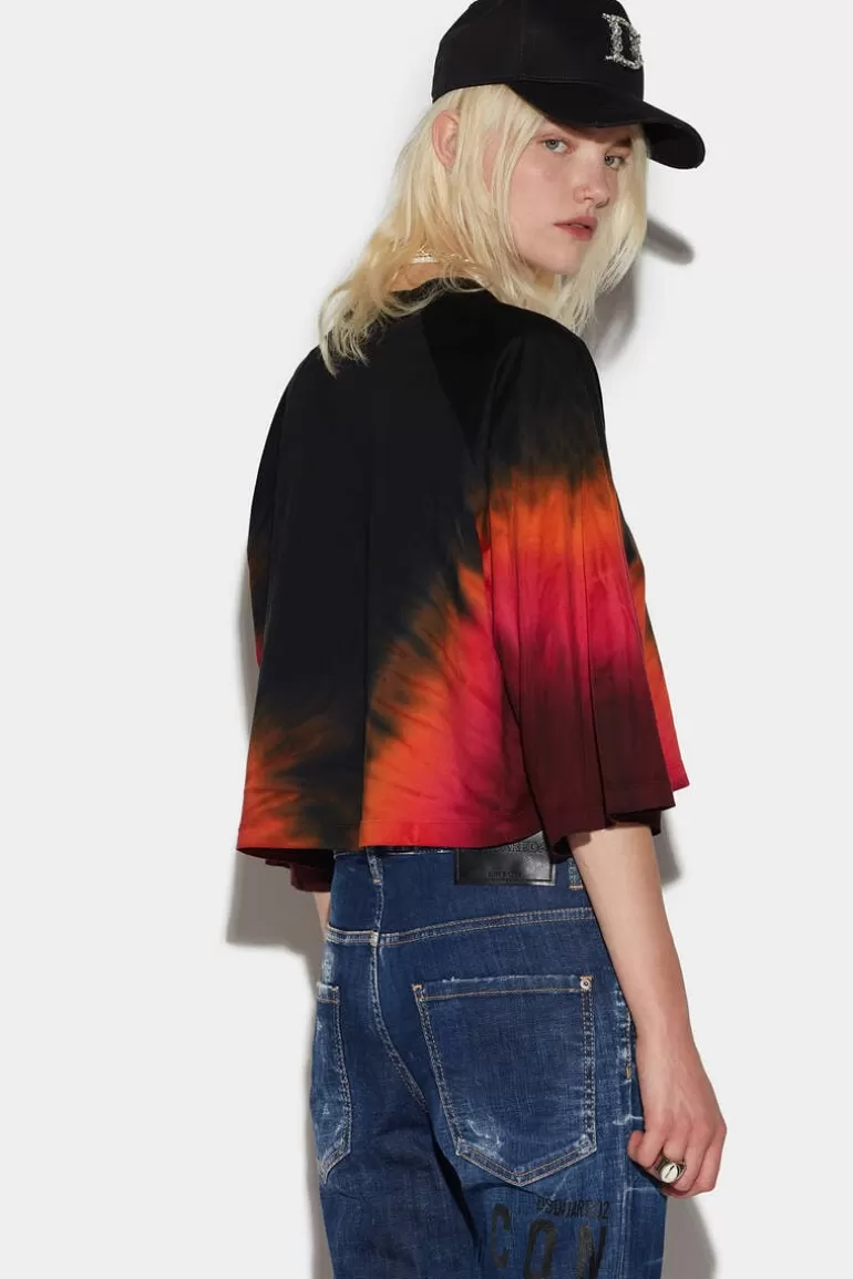 Femme Dsquared2 Tops Et T-Shirts*D2 Flame Crop Boxy T-Shirt