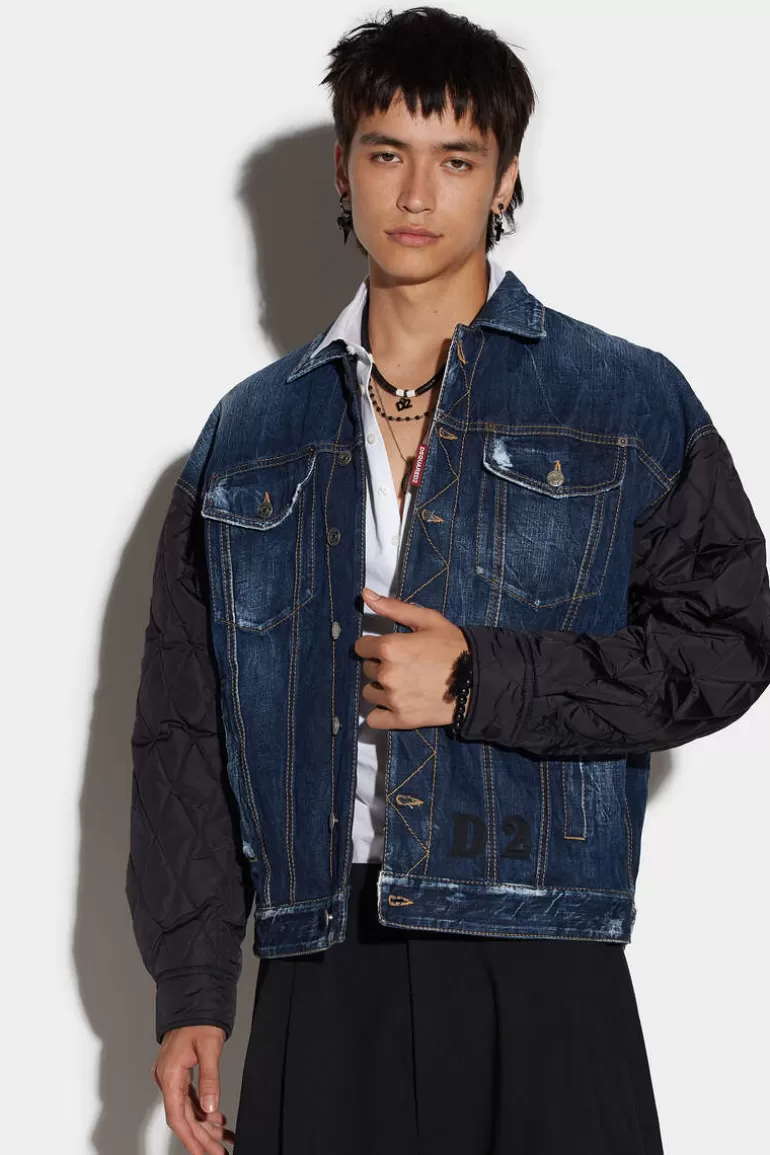 Homme Dsquared2 Manteaux & Vêtements D'Extérieur*D2 Quilted Mix Dropped Shoulder Jean Jacket