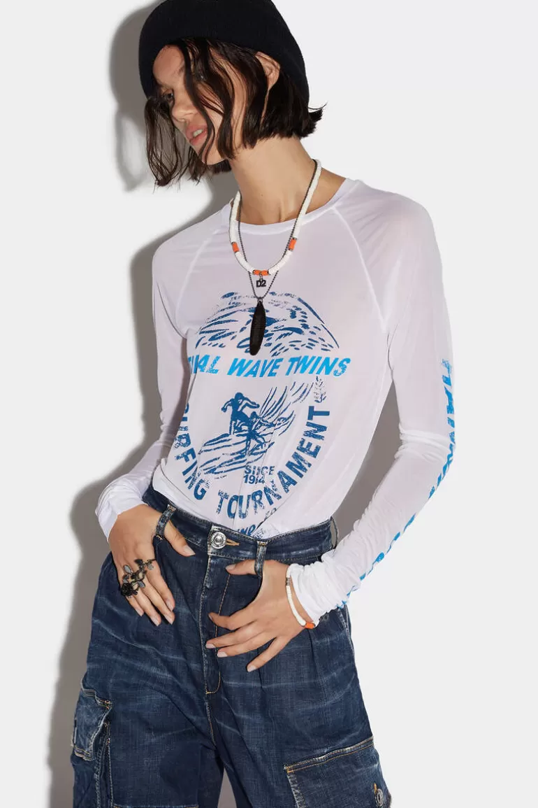 Femme Dsquared2 Tops Et T-Shirts*D2 Wave Twins Longsleeves T-Shirt