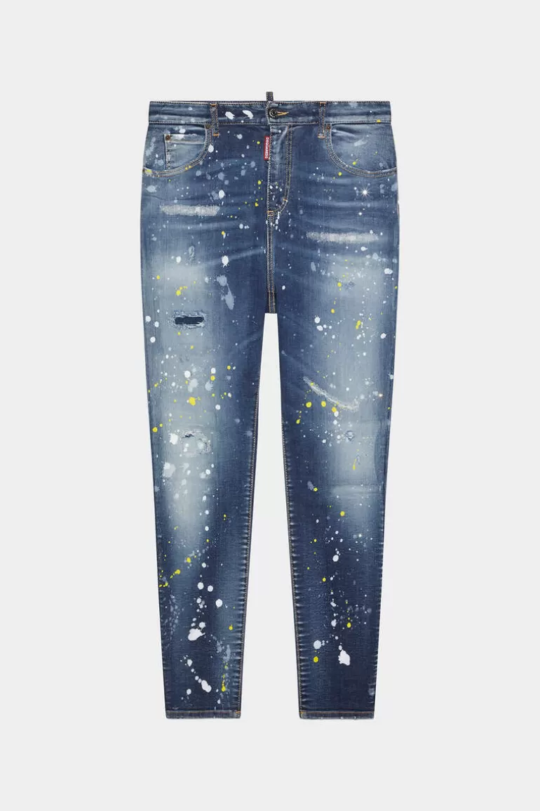 Femme Dsquared2 Jeans*Dark Crystal Wash High Waist Twiggy Jeans