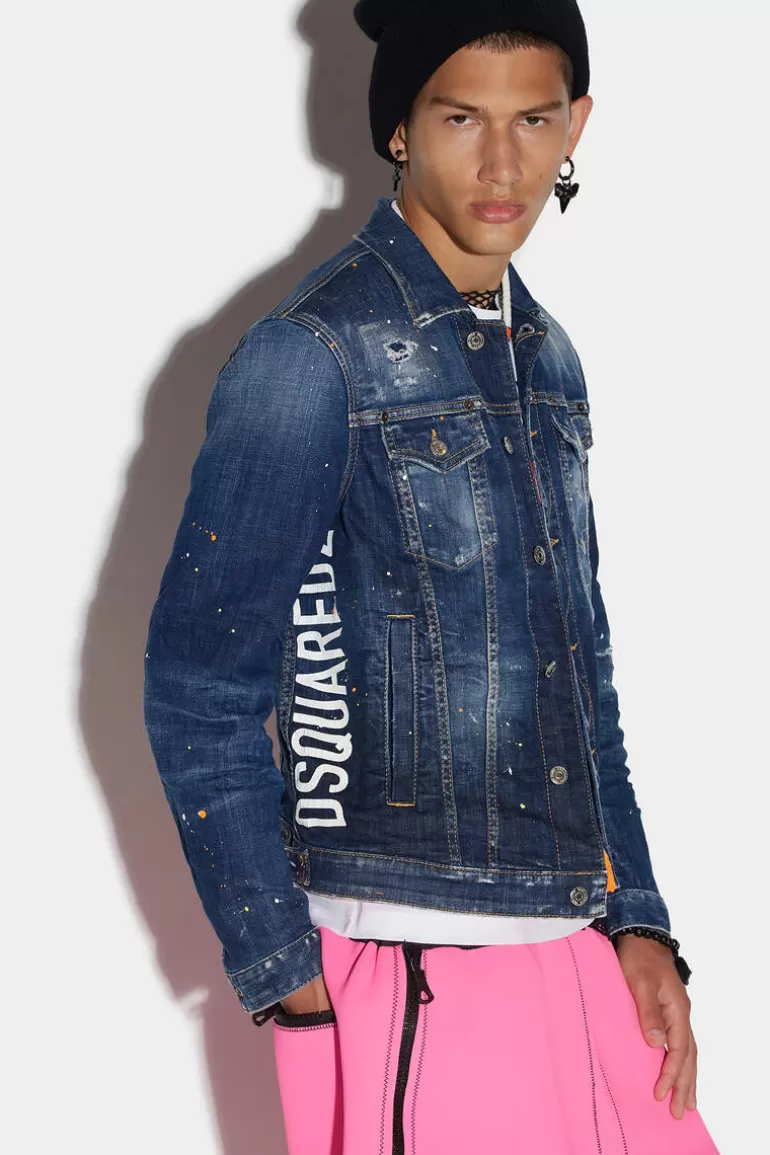 Homme Dsquared2 Manteaux & Vêtements D'Extérieur*Dark Techno Surf Wash Dan Jean Jacket