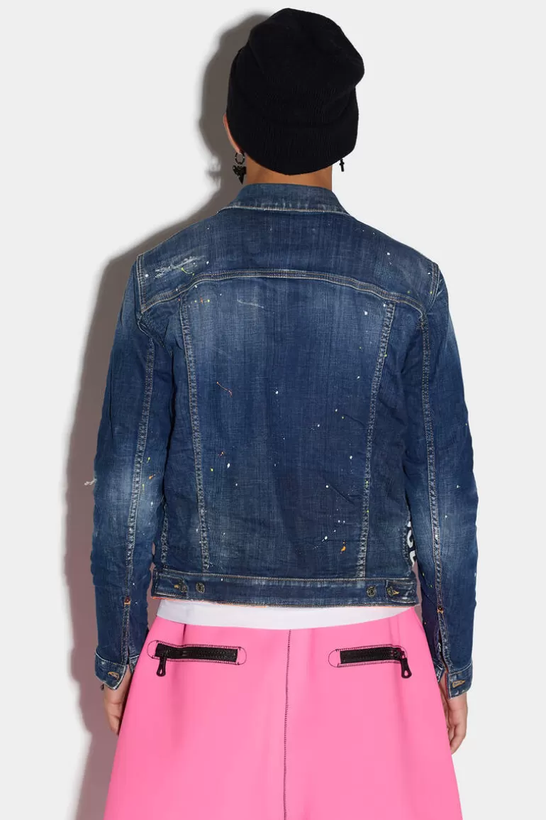 Homme Dsquared2 Manteaux & Vêtements D'Extérieur*Dark Techno Surf Wash Dan Jean Jacket