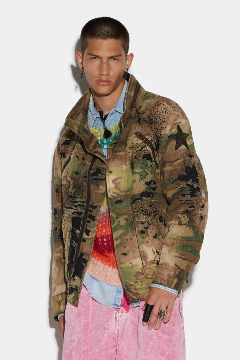 Homme Dsquared2 Manteaux & Vêtements D'Extérieur*Destroyed Camo Jacket