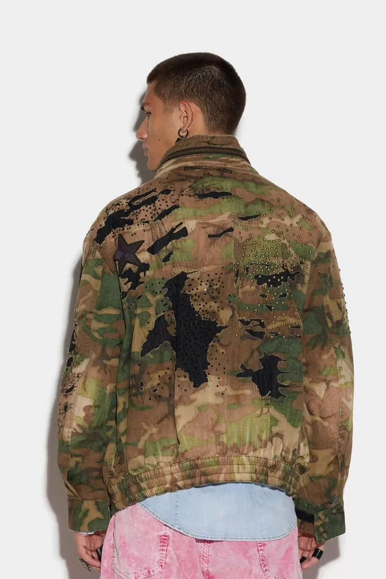 Homme Dsquared2 Manteaux & Vêtements D'Extérieur*Destroyed Camo Jacket