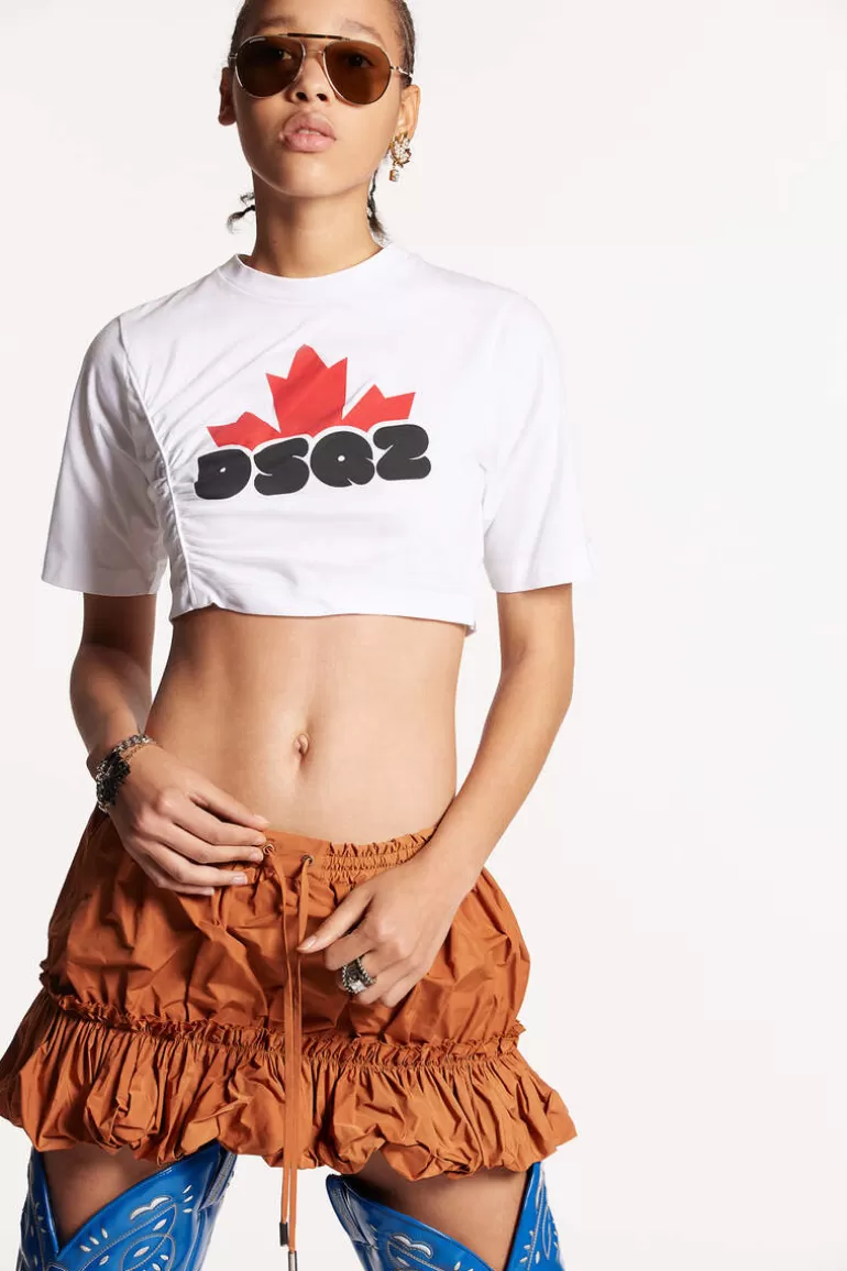 Femme Dsquared2 Tops Et T-Shirts*Dsq2 Gathered Cropped T-Shirt