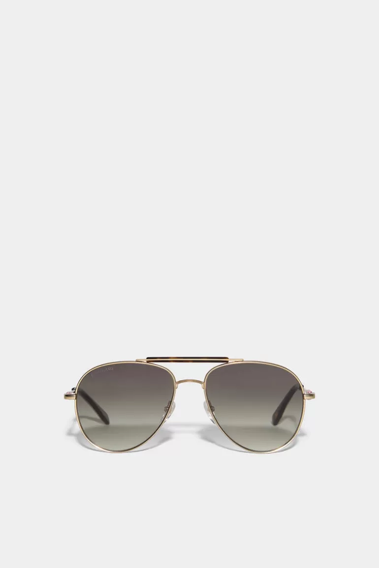 Homme Dsquared2 Lunettes*Dynamic Gold Sunglasses