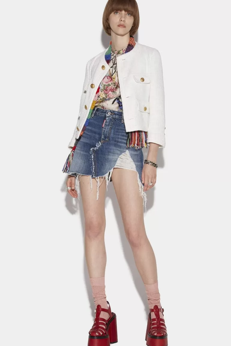 Femme Dsquared2 Jupes*Fringed Mini Skirt