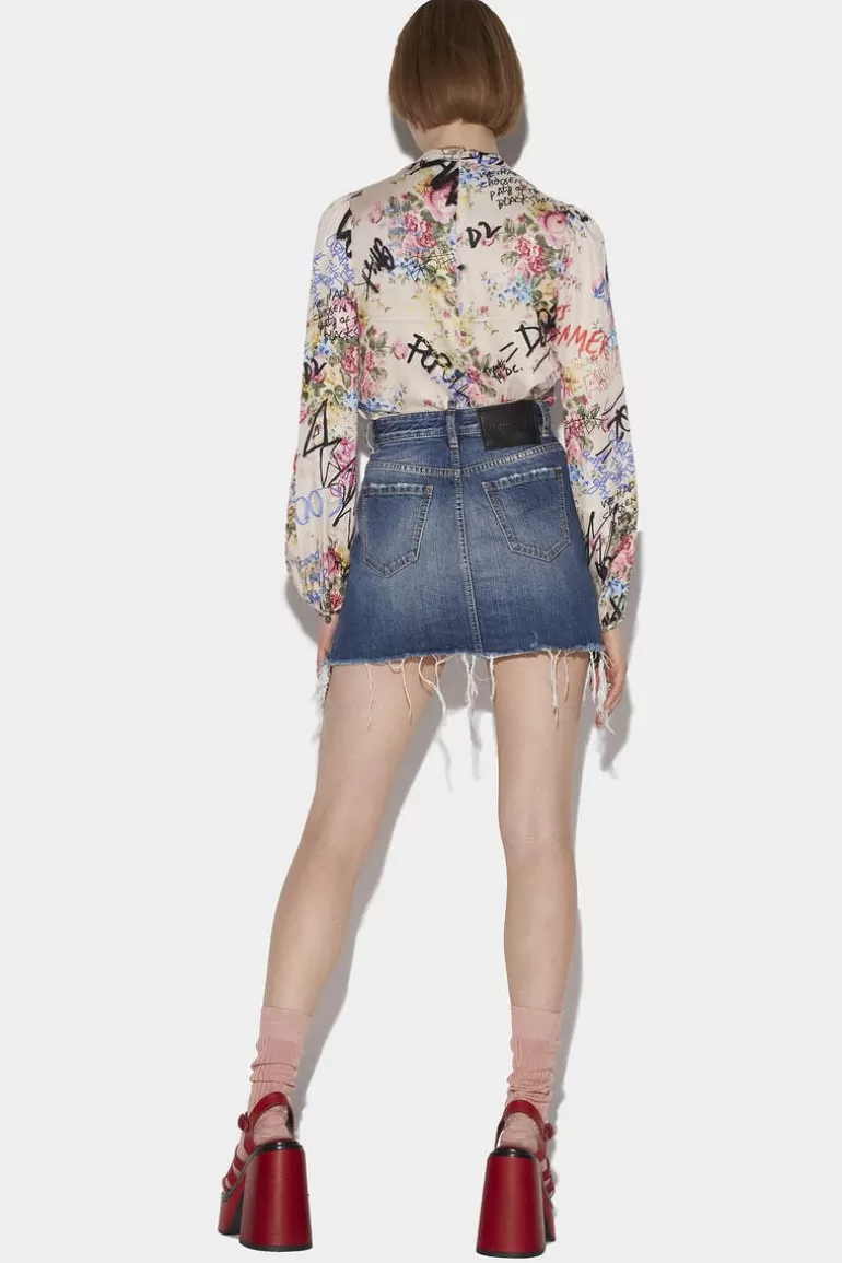 Femme Dsquared2 Jupes*Fringed Mini Skirt