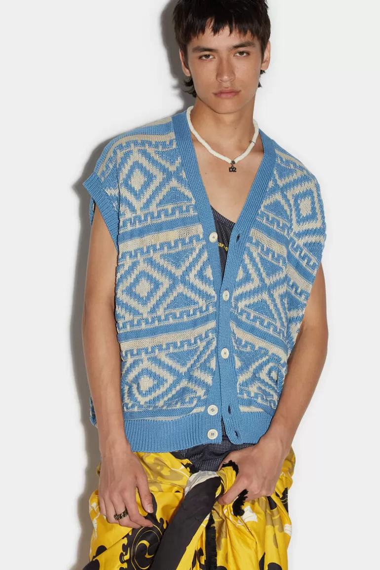 Homme Dsquared2 Tricots*Geometric Knit Gilet