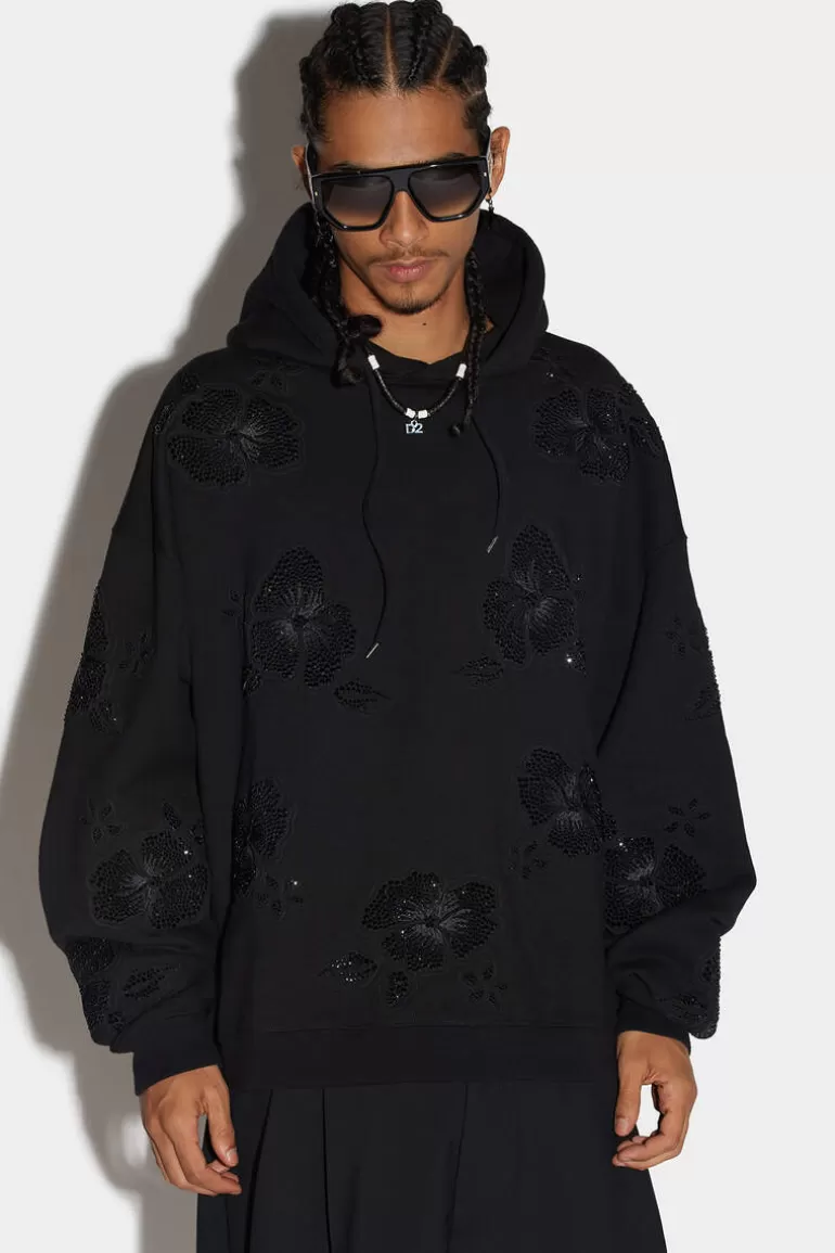 Homme Dsquared2 Sweatshirts*Goth Flowers Herca Hoodie