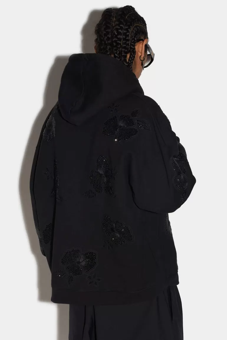 Homme Dsquared2 Sweatshirts*Goth Flowers Herca Hoodie
