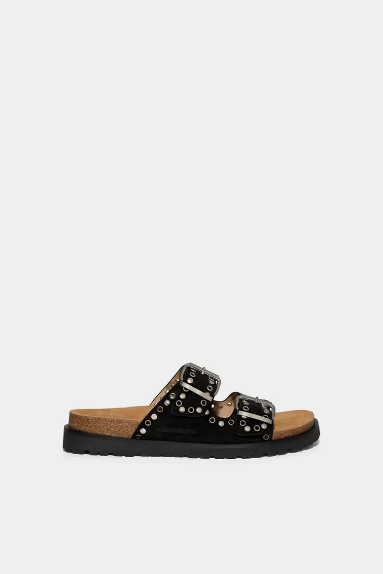 Homme Dsquared2 Sandales*Gothic Grunge Flat Sandals