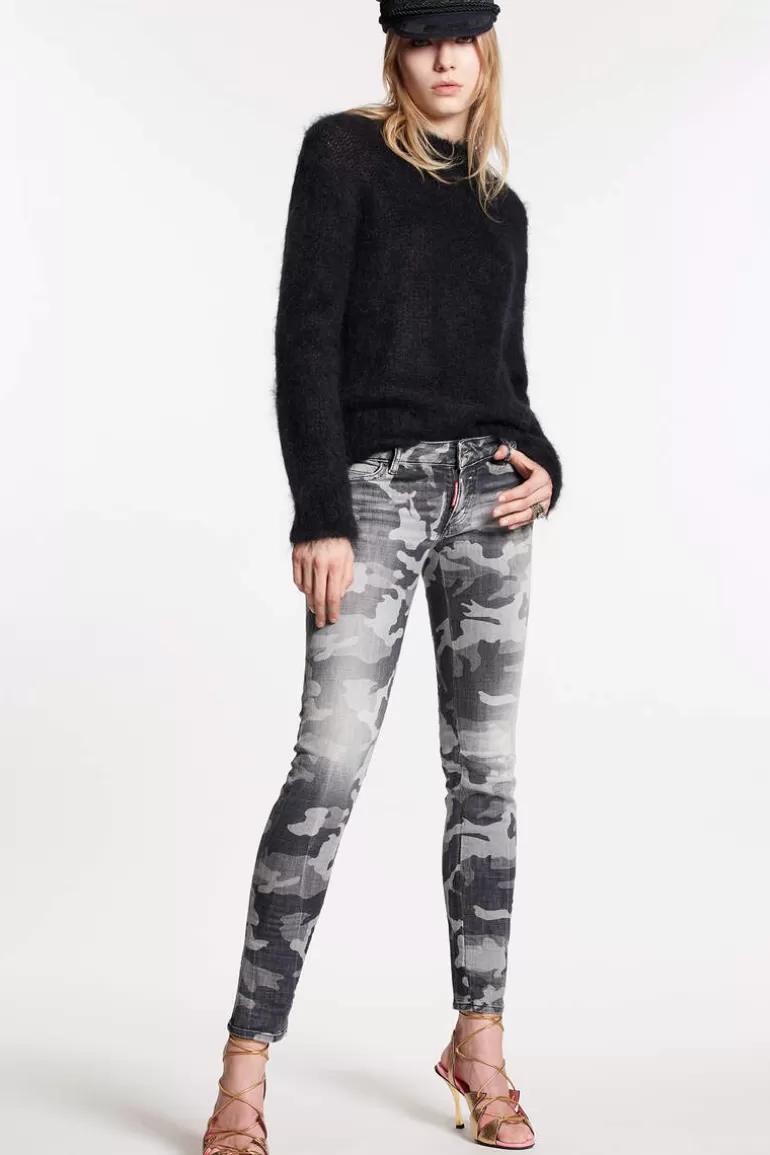 Femme Dsquared2 Jeans*Grey Camo Wash Jennifer Jeans