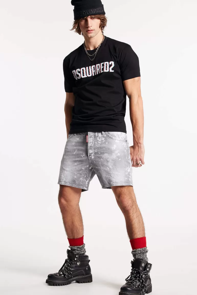 Homme Dsquared2 Shorts*Grey Spotted Wash Dan Commando Shorts