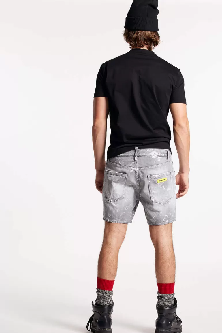 Homme Dsquared2 Shorts*Grey Spotted Wash Dan Commando Shorts