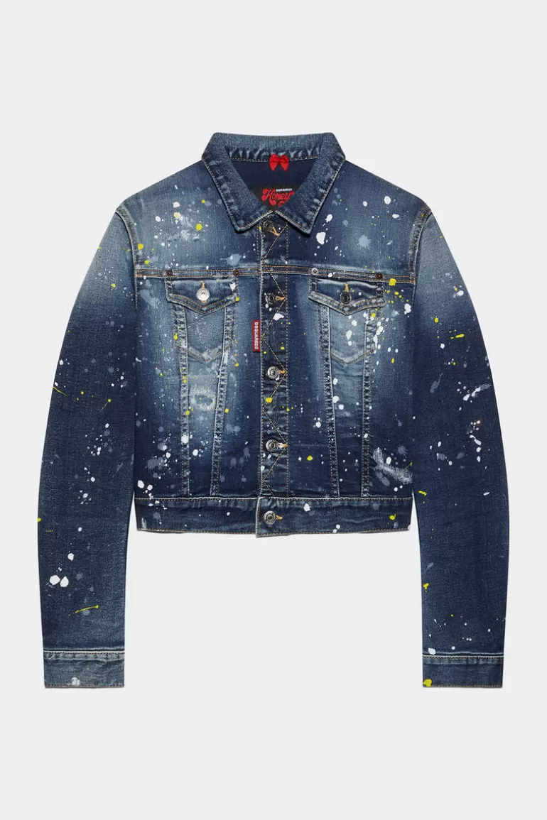 Femme Dsquared2 Manteaux & Vêtements D'Extérieur*Honey Dark Crystal Wash Twiggy Jean Jacket