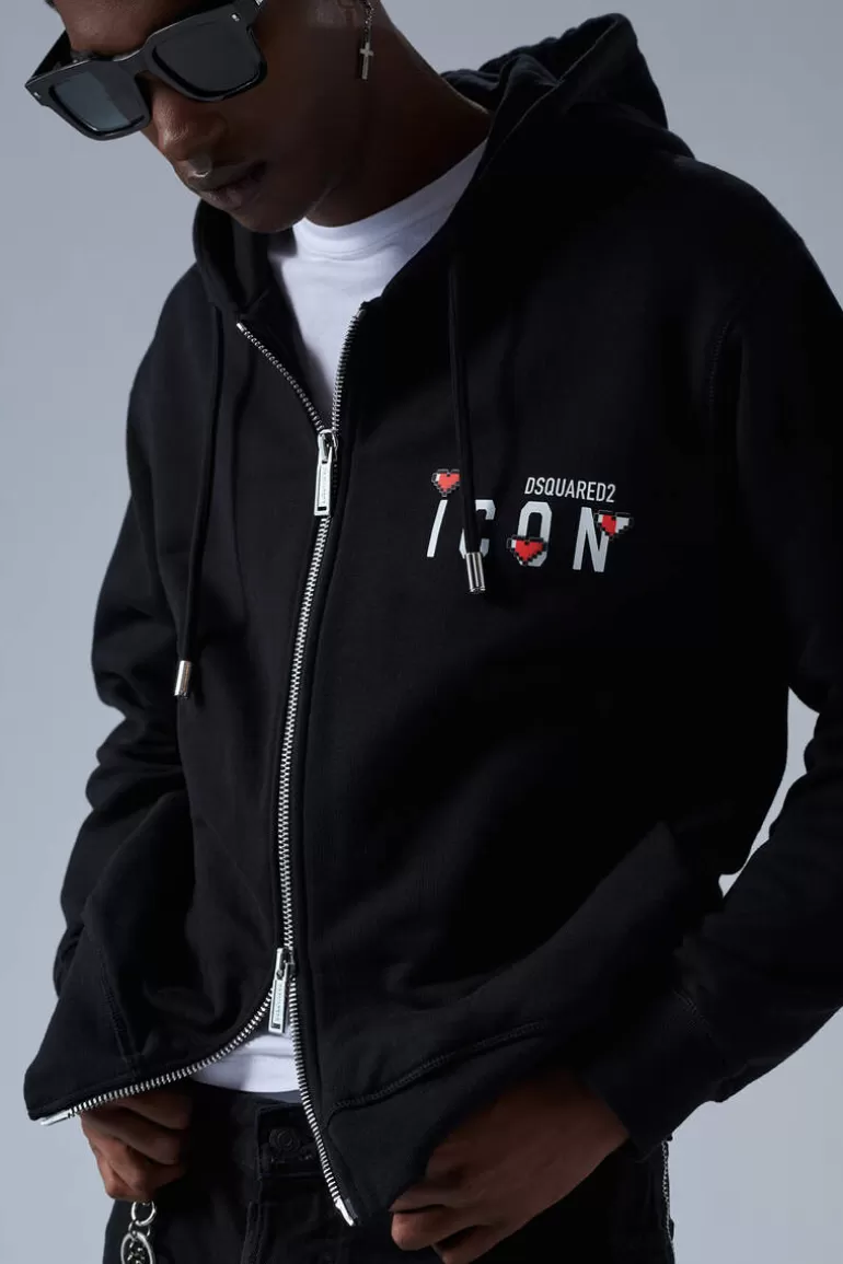 Homme Dsquared2 Sweatshirts*Icon Heart Pixel Cool Hoodie