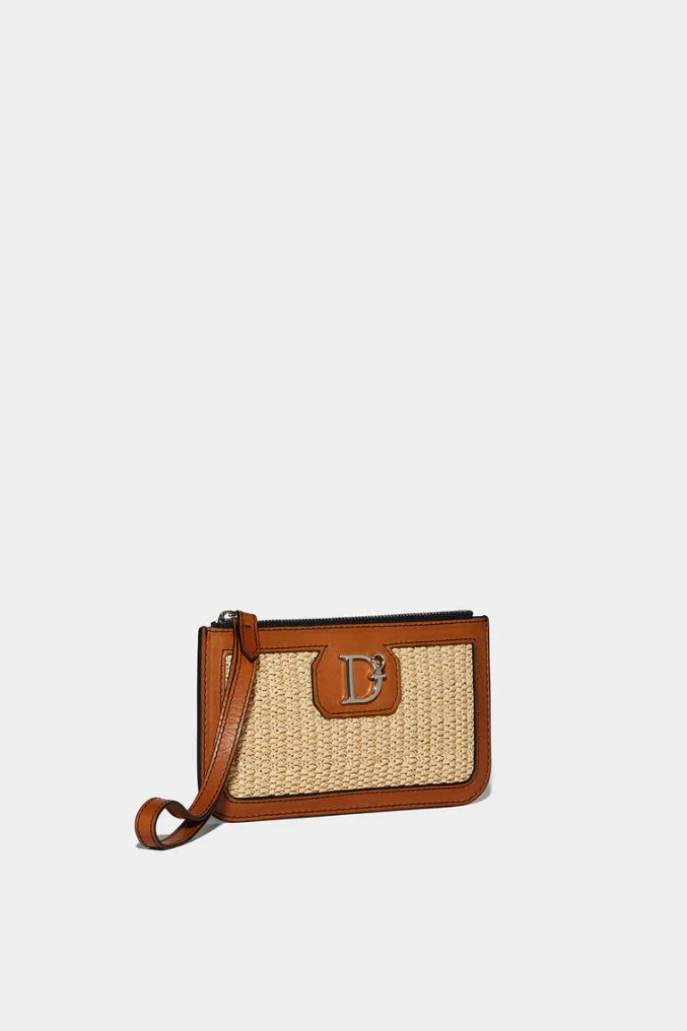 Femme Dsquared2 Petits Accessoires En Cuir*Jungle Rafia Pouch