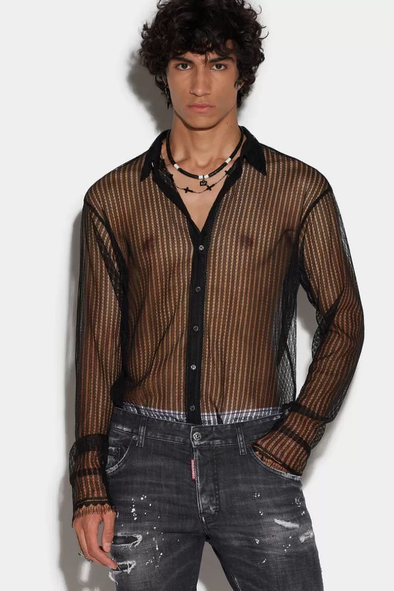 Homme Dsquared2 Chemises*Lace Dropped Shoulder Shirt