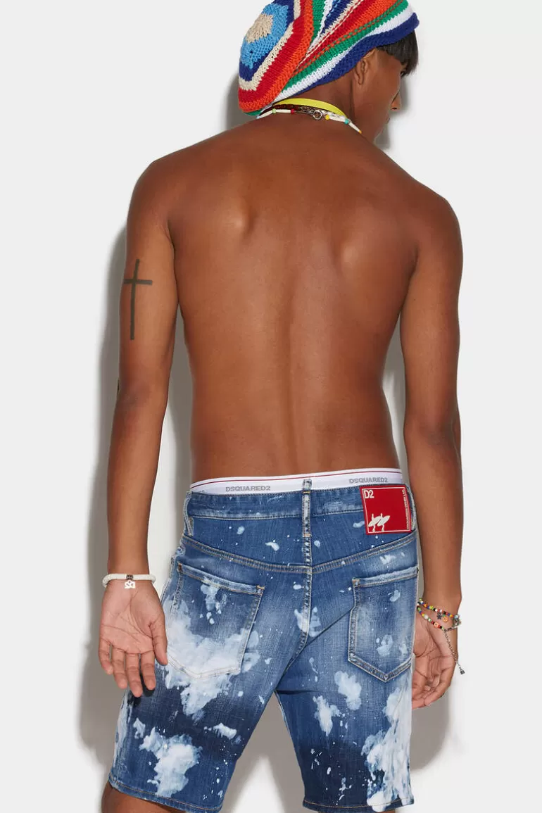 Homme Dsquared2 Shorts*Light Surfer Wash Marine Shorts