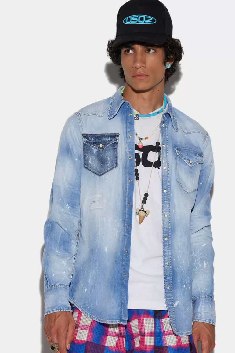 Homme Dsquared2 Chemises*Light Wash Bob Shirt