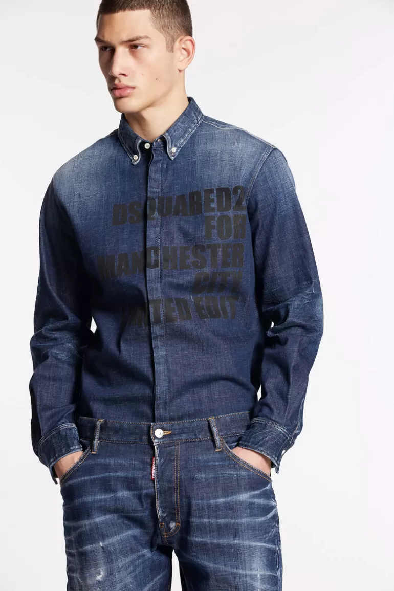 Homme Dsquared2 Chemises*Manchester City Denim Shirt