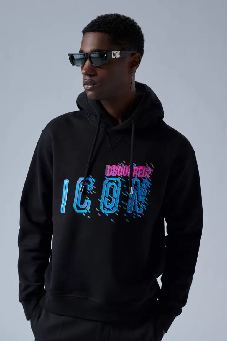 Homme Dsquared2 Sweatshirts*Pixeled Icon Cool Hoodie