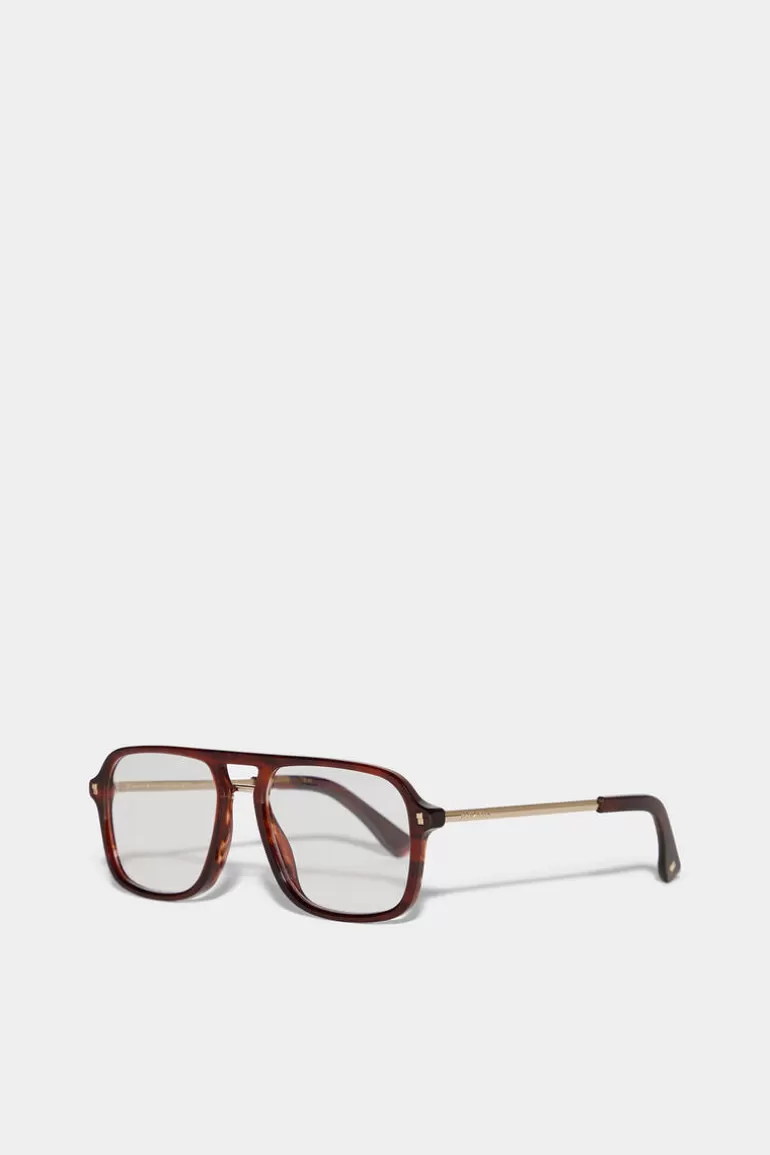 Homme Dsquared2 Lunettes*Refined Brown Horn Optical Glasses