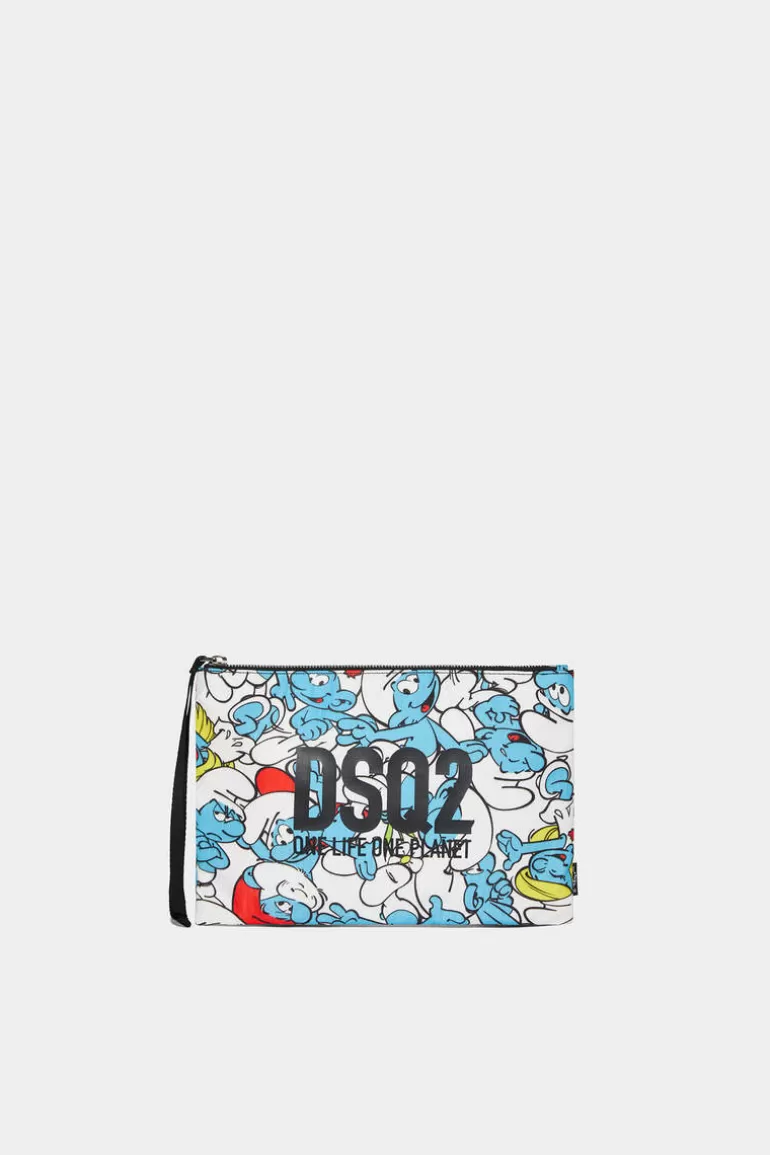 Femme Dsquared2 Petits Accessoires En Cuir*Smurfs Crowd Zip Pouch