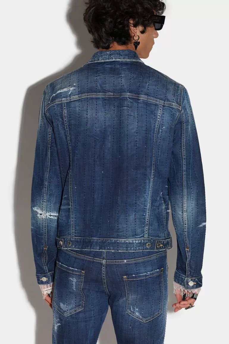 Homme Dsquared2 Manteaux & Vêtements D'Extérieur*Sparkle Dark Sparkle Wash Dan Jean Jacket