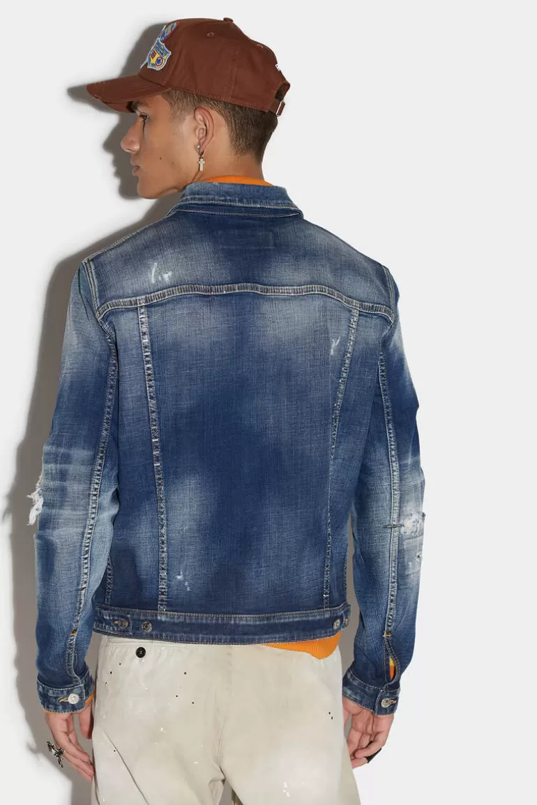 Homme Dsquared2 Manteaux & Vêtements D'Extérieur*Stapled Medium Stapled Clean Wash Dan Jean Jacket