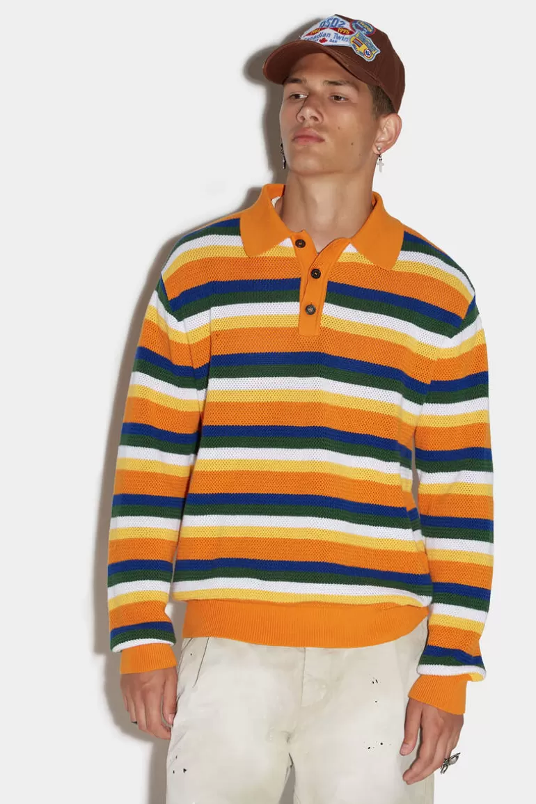 Homme Dsquared2 Tricots*Striped Polo