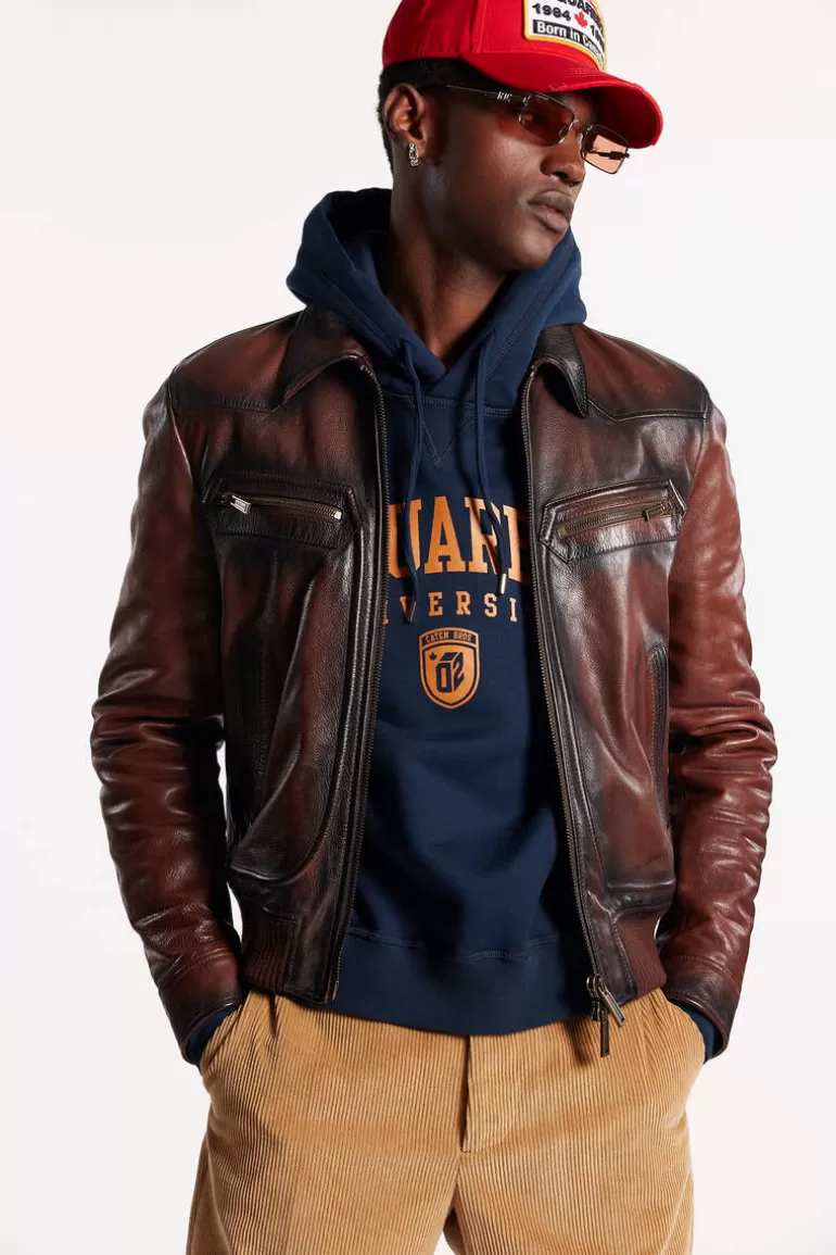 Homme Dsquared2 Manteaux & Vêtements D'Extérieur*Vintage Leather Jacket