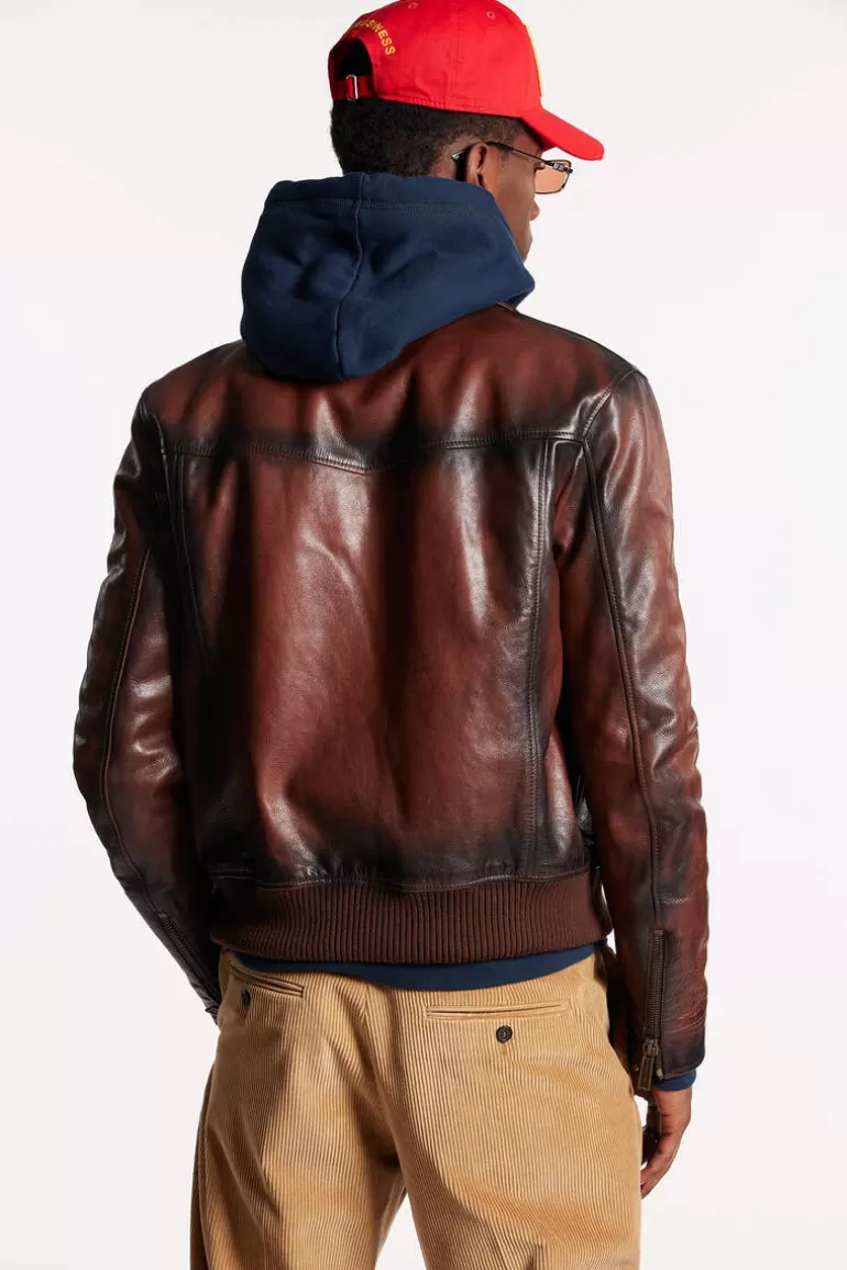 Homme Dsquared2 Manteaux & Vêtements D'Extérieur*Vintage Leather Jacket